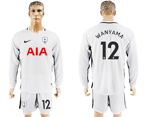 Tottenham Hotspur #12 Wanyama Home Long Sleeves Soccer Club Jersey